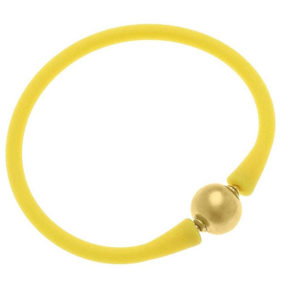 Bali 24K Gold Plated Ball Bead Silicone Children's Bracelet – Yellow